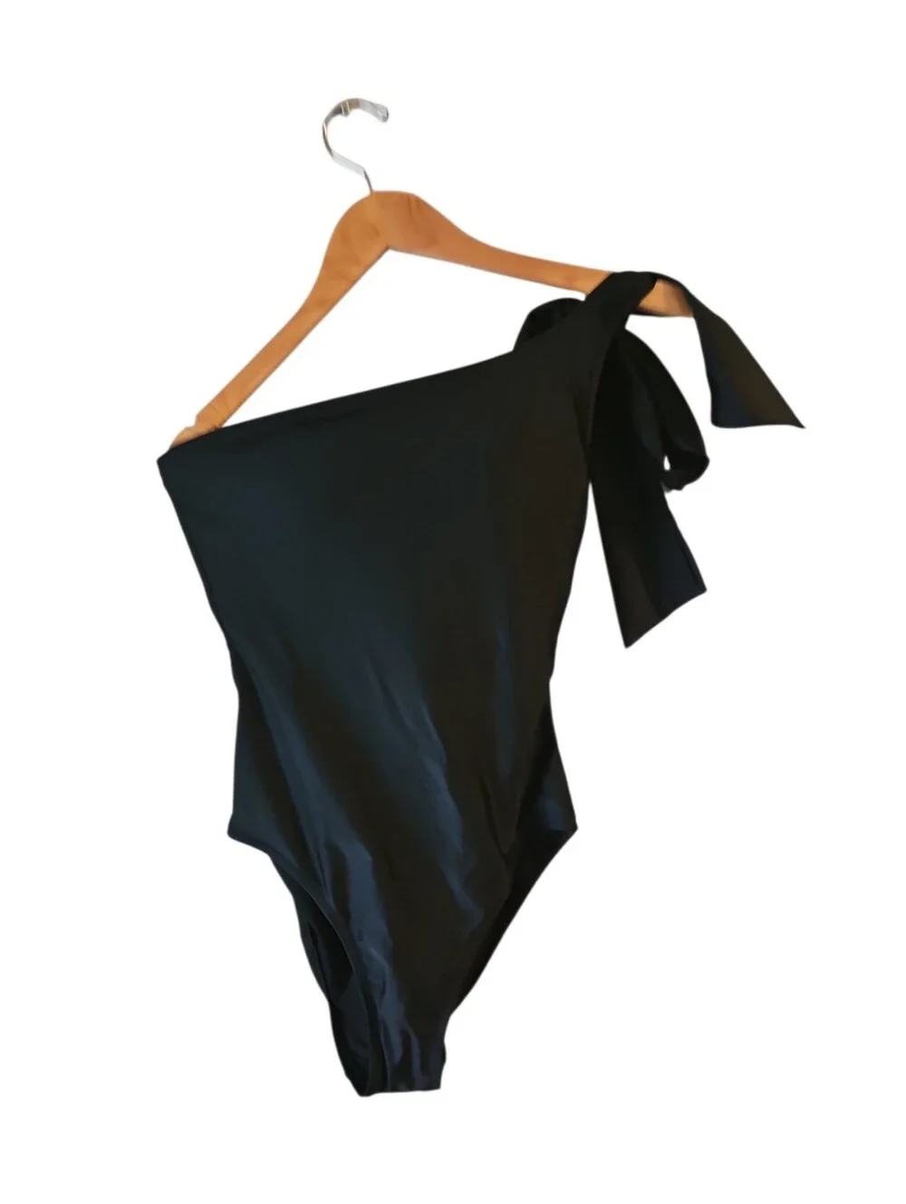 J. Crew Black One-Shoulder Black Women’s Swimsuit with Shoulder Tie Sz 6